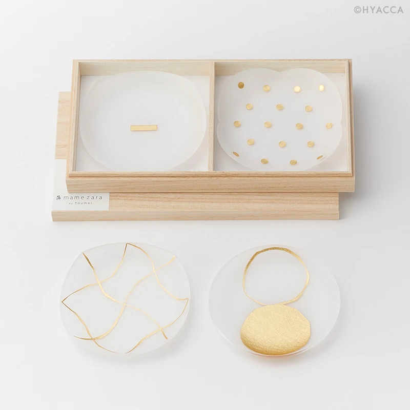 贈るシーンで選ぶ 箔 豆皿 い 2枚セット トウメイ Hyacca