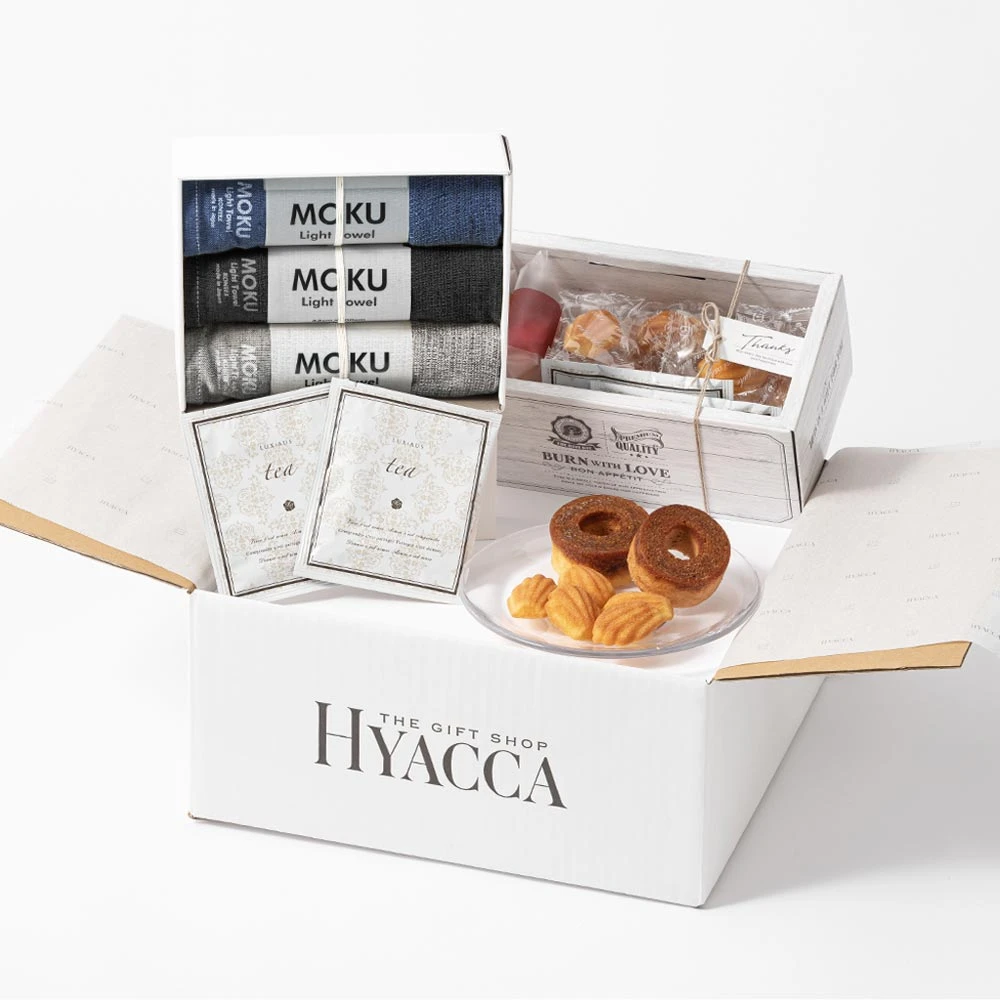 フォーマット01 MOKU フェイスタオル 3枚セット/スタンダード［コンテックス］+紅茶&スイーツセット（内祝いセット） 3