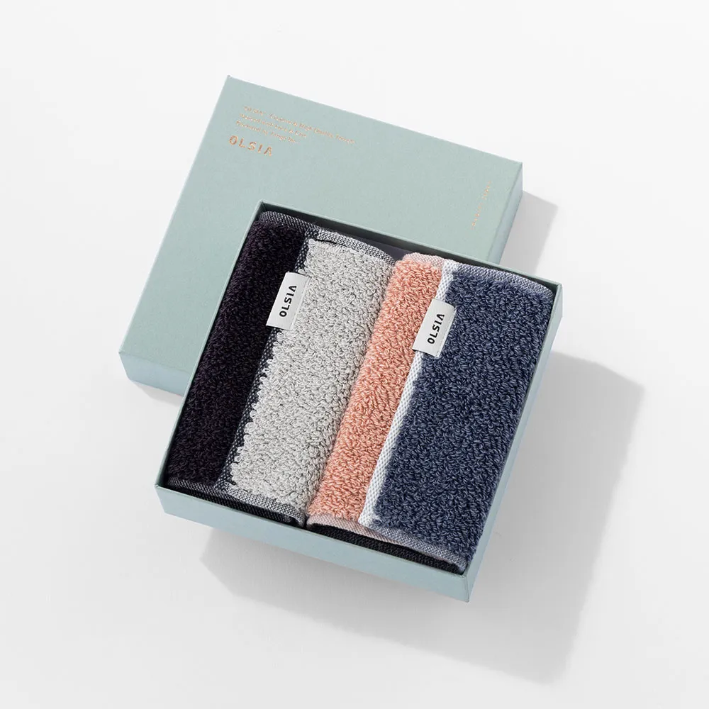 ハーフハンカチタオル2枚セット / ピンク＆ブラック［オルシア］