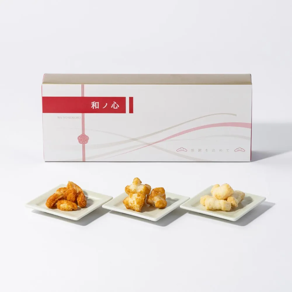 商品概要 海の幸 3種の揚げ餅セット+鯛出汁 24