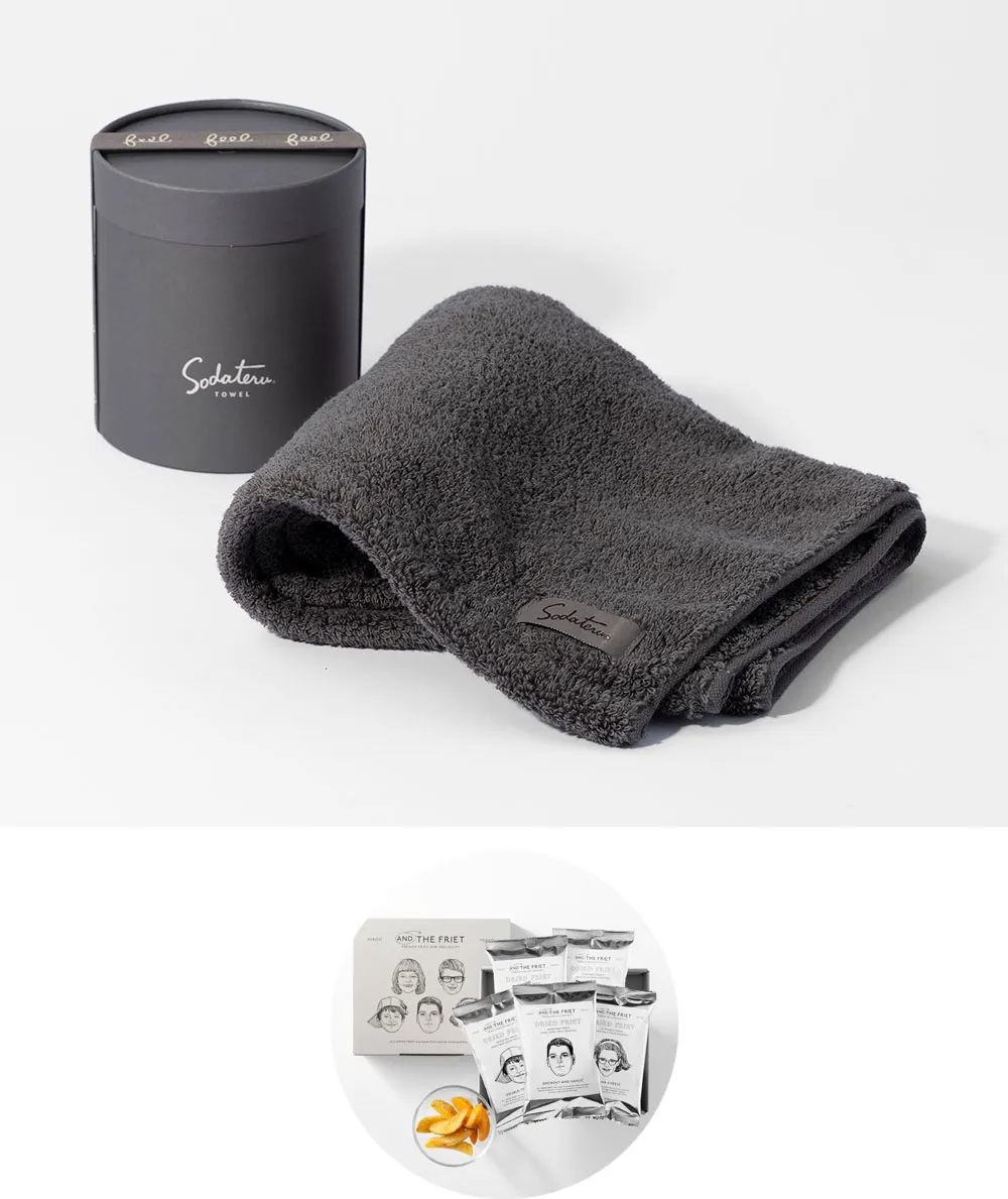 feel フェイスタオル［育てるタオル］+ドライフリット ギフトボックスミニ5個［アンドザフリット］/  チャコール