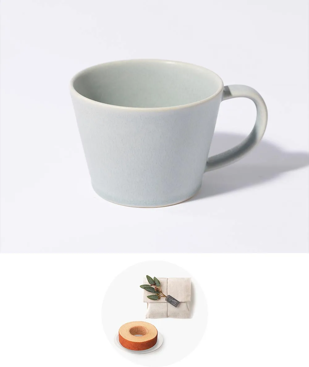 コーヒーカップ［サクザン］+バームクーヘン /  スカイブルー