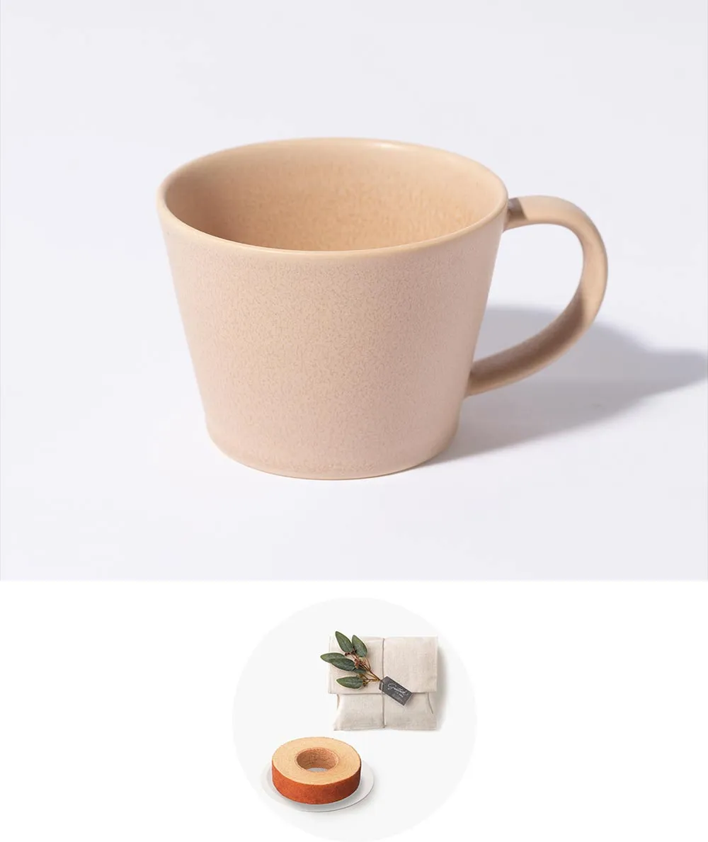 コーヒーカップ［サクザン］+バームクーヘン /  コーラルベージュ