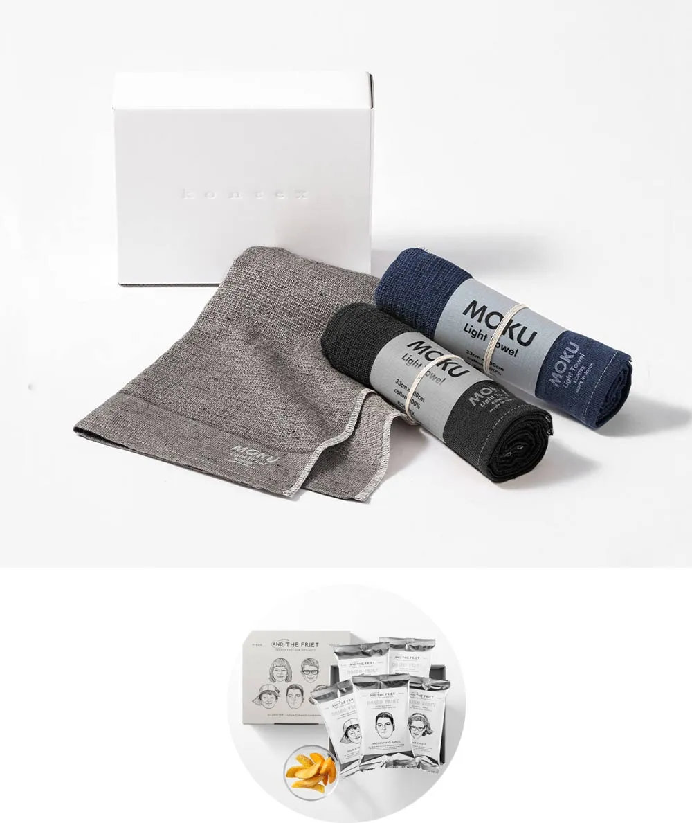MOKU フェイスタオル 3枚セット［コンテックス］+ドライフリット ギフトボックスミニ5個［アンドザフリット］/  スタンダード