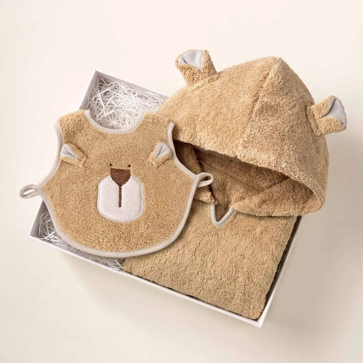 BABY TOWEL BOX / HOODED PONCHO+BIB /  キャメル［コンテックス］