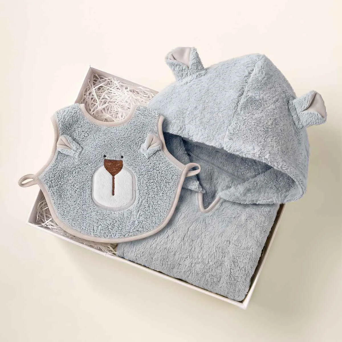 BABY TOWEL BOX / HOODED PONCHO+BIB /  ブルーグレー［コンテックス］