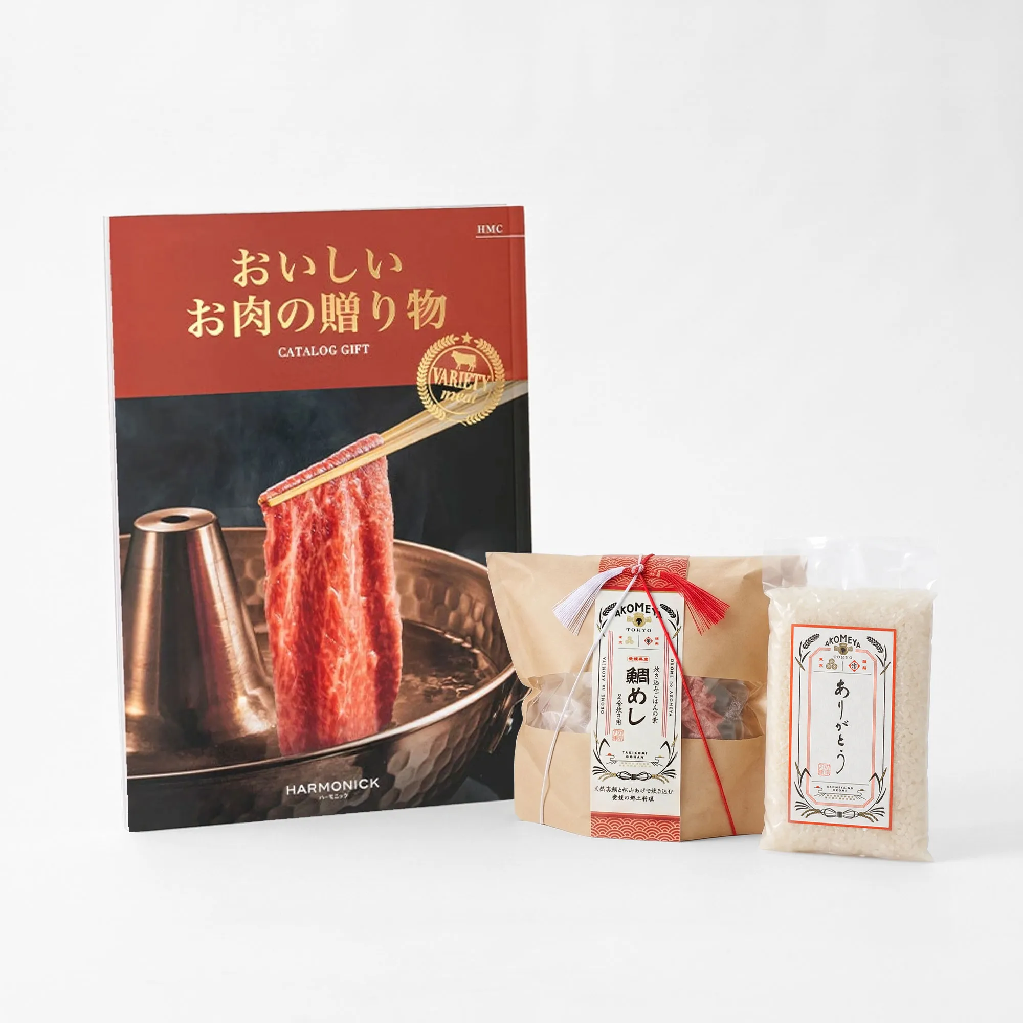 カタログギフト / おいしいお肉の贈り物 / 全2種+鯛めし+ありがとう米 カタログギフト / おいしいお肉の贈り物 / 全2種+鯛めし+ありがとう米（内祝いセット） 365
